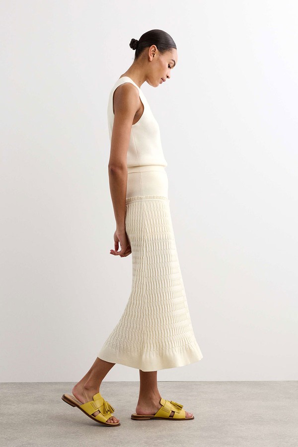  Merino Wool Rich Knitted Pleated Midi Skirt from Jaeger