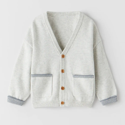 Knit Cardigan With Contrast Trims