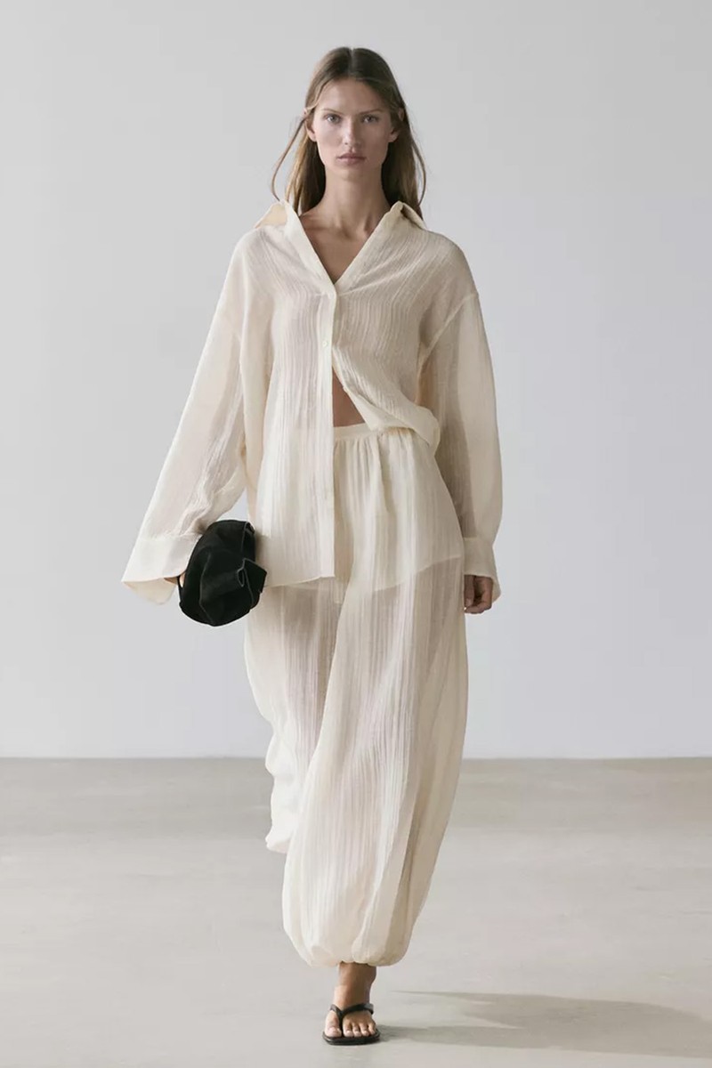 Flowing Shirt With Pleated Detail from Massimo Dutti