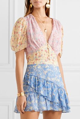 Bea Ruffled Floral-Print Silk-Georgette Mini Dress from LoveShackFancy