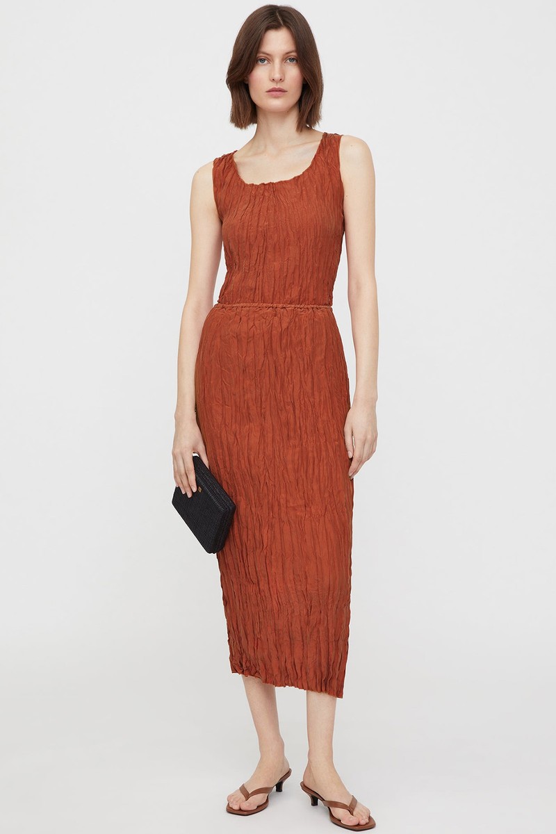 Crinkled Silk Midi Skirt from Totême