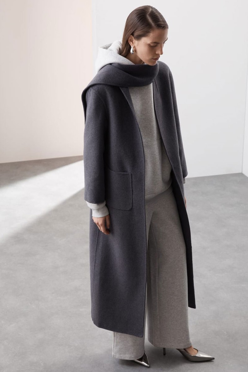 Wool Blend Longline Wrap Coat With Scarf from Autograph