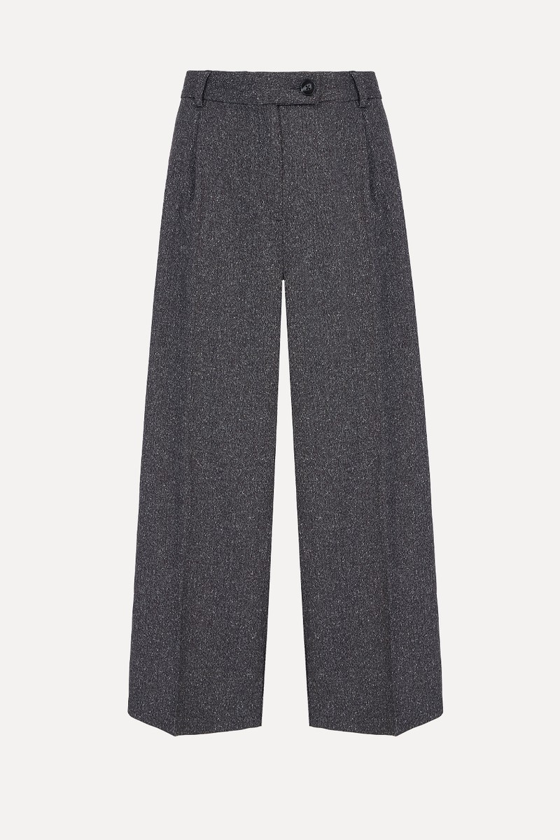 N. Premium Wide Leg Pleated Trousers With Wool