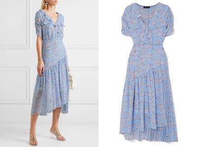 Nevada Wrap-Effect Ruffled Floral-Print Georgette Midi Dress from Markus Lupfer