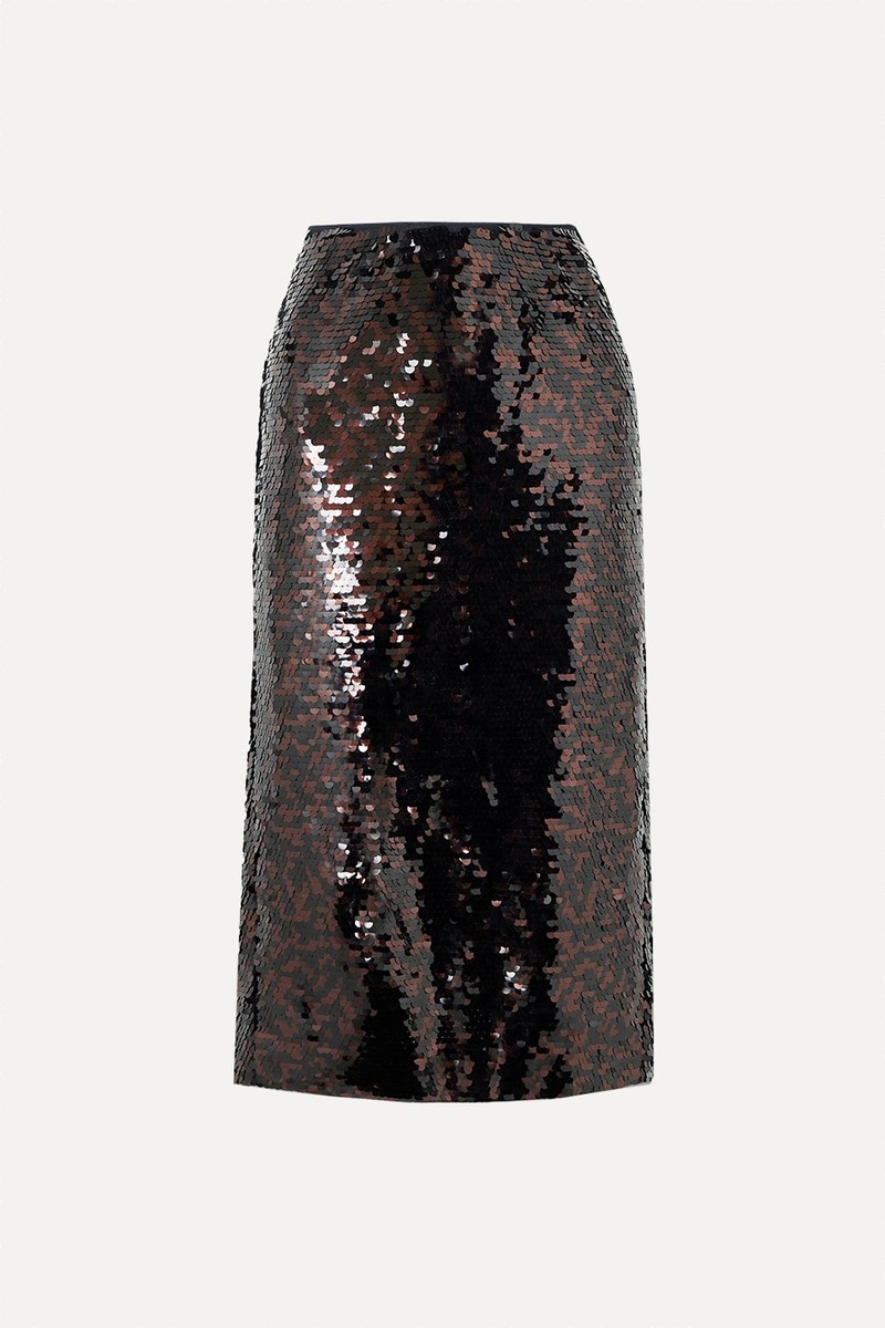 Ciara Sequined Mesh Midi Skirt from Staud