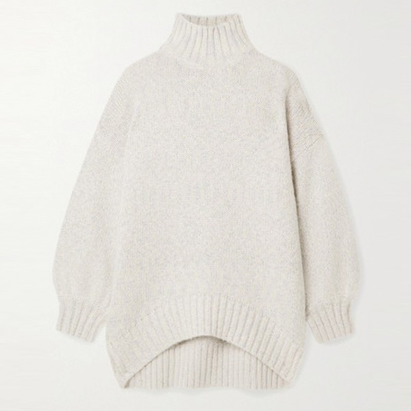 Charlotte Oversized Metallic Knitted Turtleneck Sweater from Staud