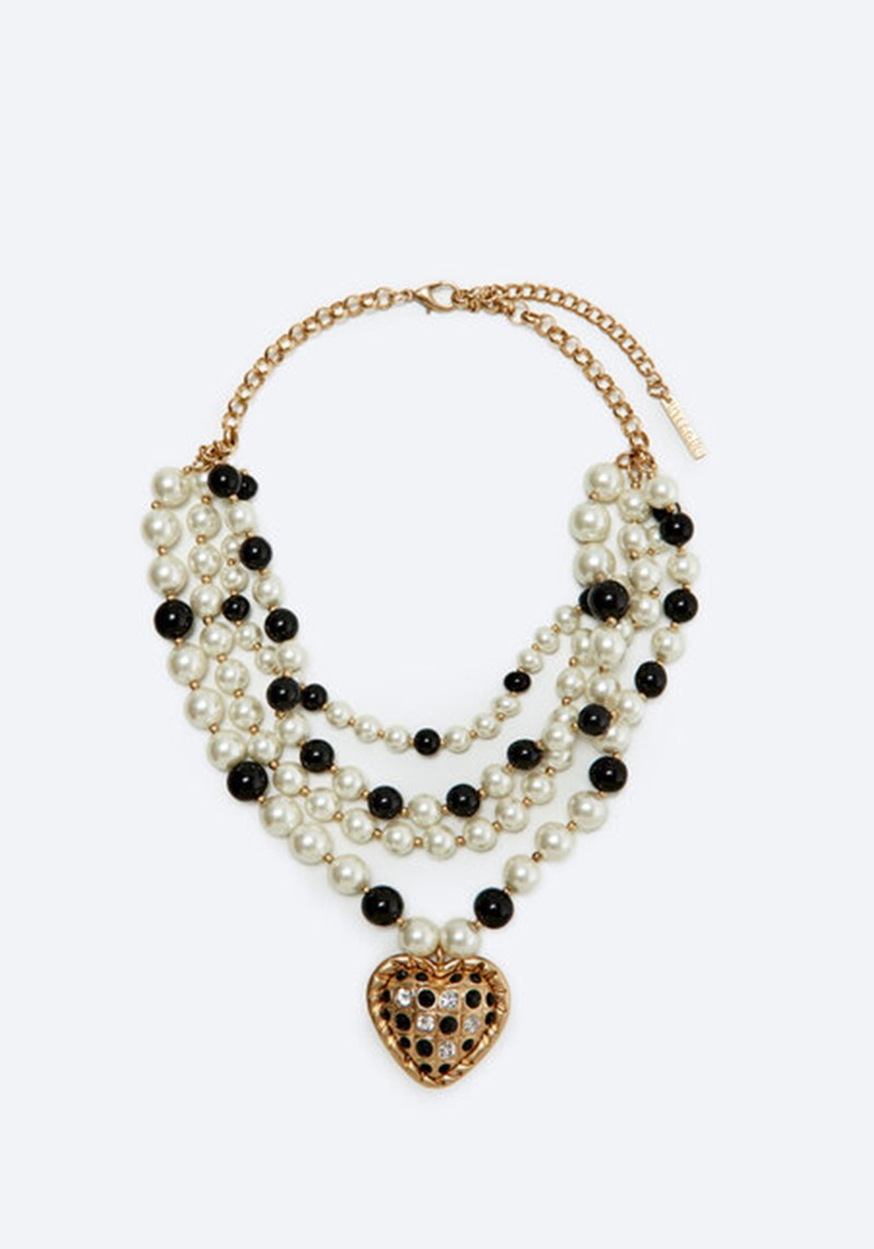Necklace With Faux Pearls And Heart from Uterque