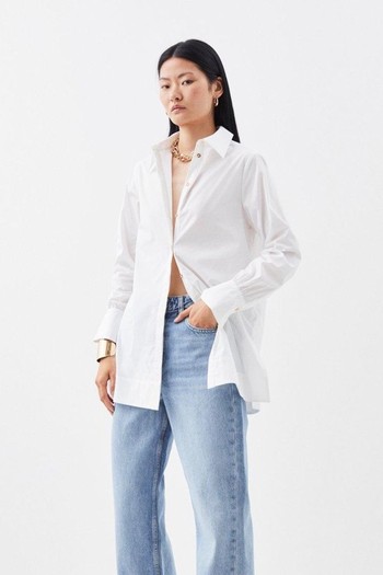 Poplin Button Sleeve Detail Shirt