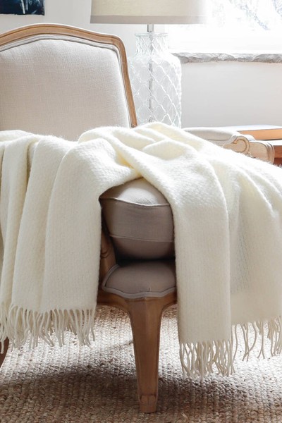 Cream Waffle Wool Throw