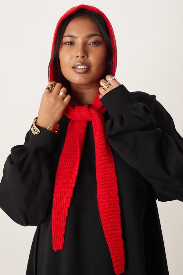 Wool Knitted Tie Up Hooded Scarf from ASOS DESIGN