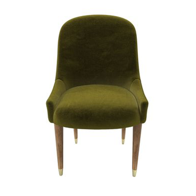 Arabella Dining Chair In Olive Cotton Matte Velvet
