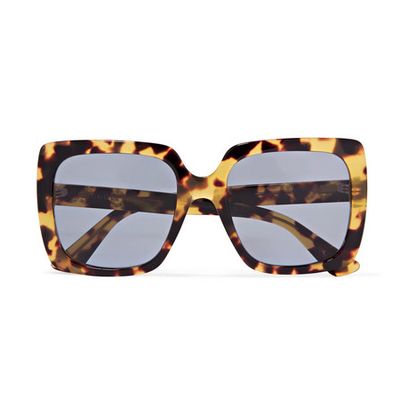 Crystal-Embellished Square-Frame Tortoiseshell Sunglasses from Gucci