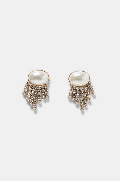 Bejewelled Pearl Bead Earrings from Zara