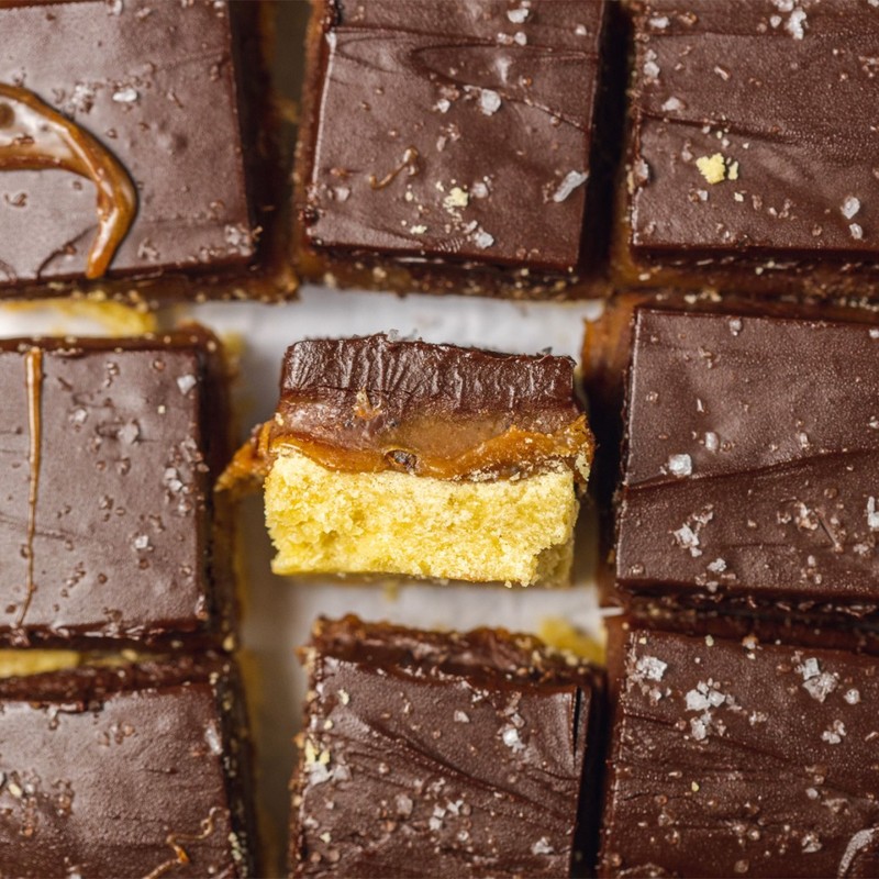 Salted Almond Butter & Chocolate Millionaire Shortbread