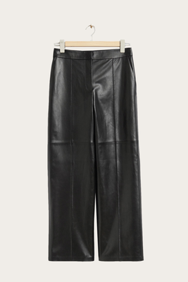 Leather Wide-Leg Pleated Trousers  from & Other Stories