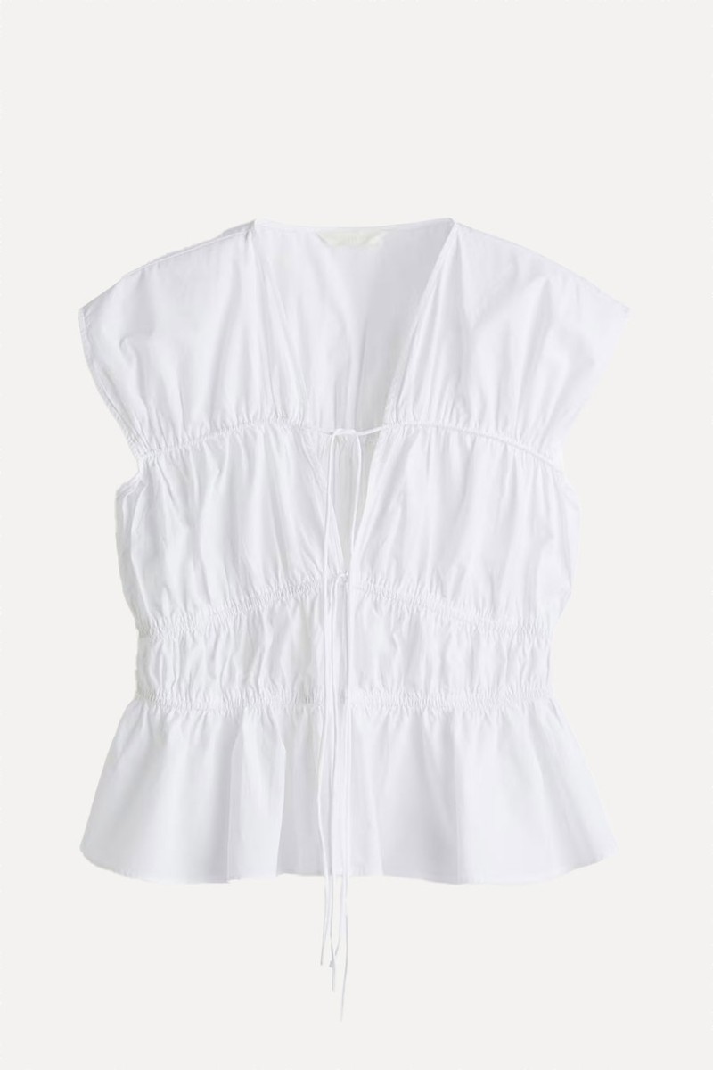 Drawstring Poplin Blouse