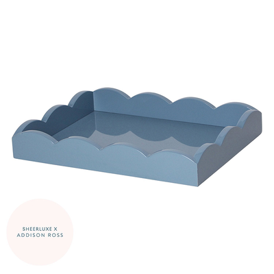 Chambray Blue Small Lacquered Scallop Tray from SheerLuxe X Addison Ross