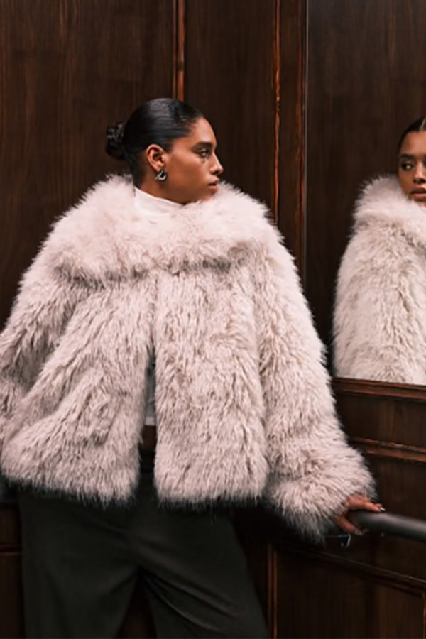 Curve Cropped Faux Fur Jacket from ASOS DESIGN