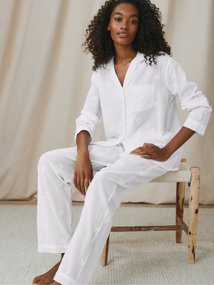 Embroidered Classic Cotton Pyjama Set from The White Company