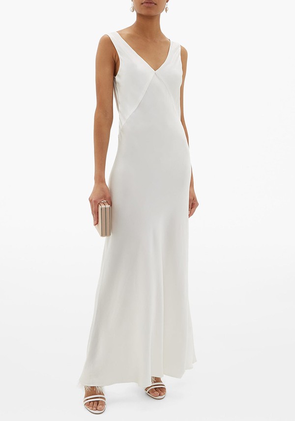 Bordeaux Silk-Satin Slip Dress from Asceno
