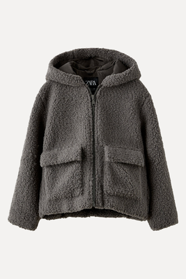 Faux Shearling Jacket With Hood from Zara