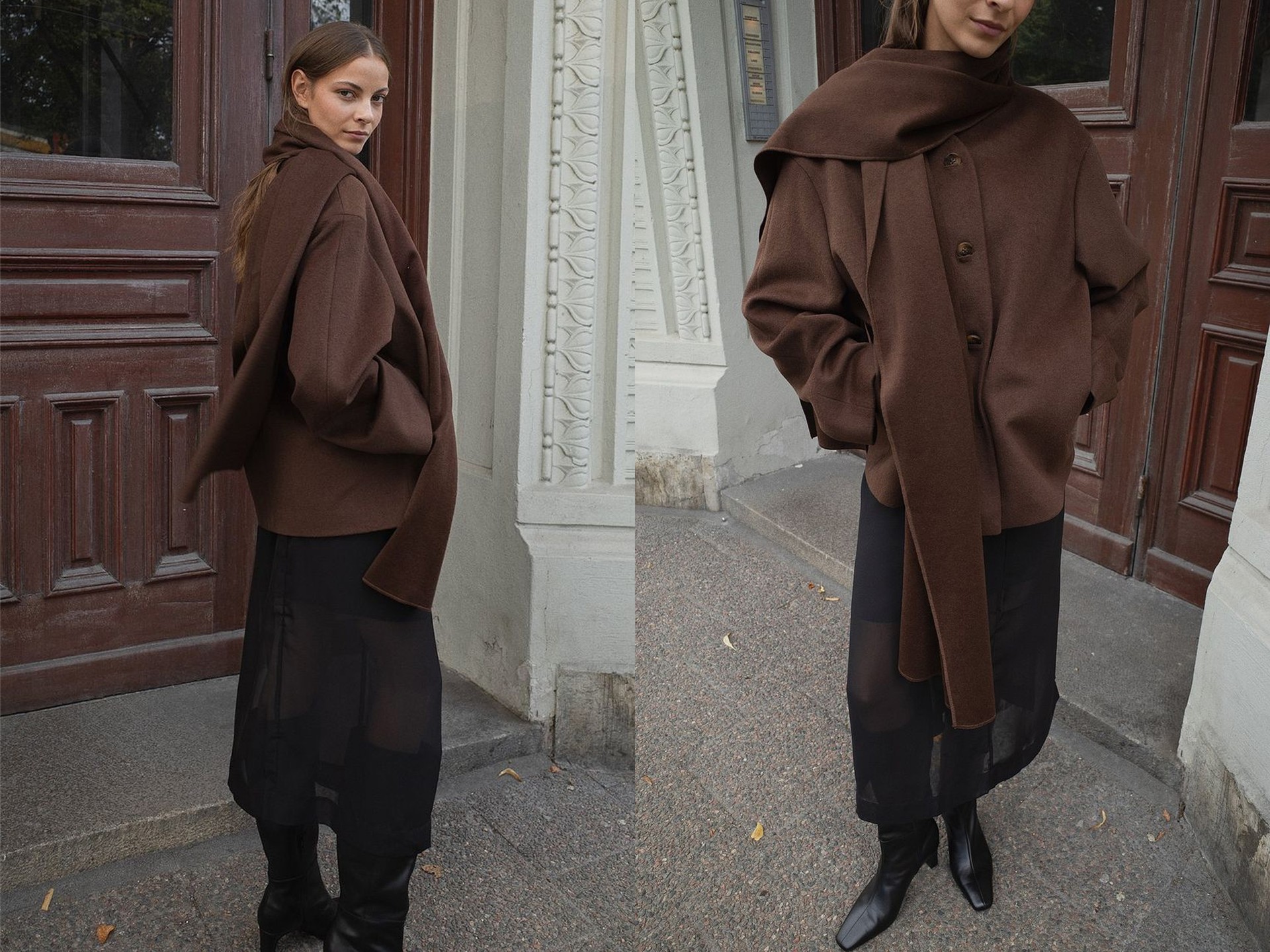 Wool Blend Scarf Detail Short Coat from NA-KD