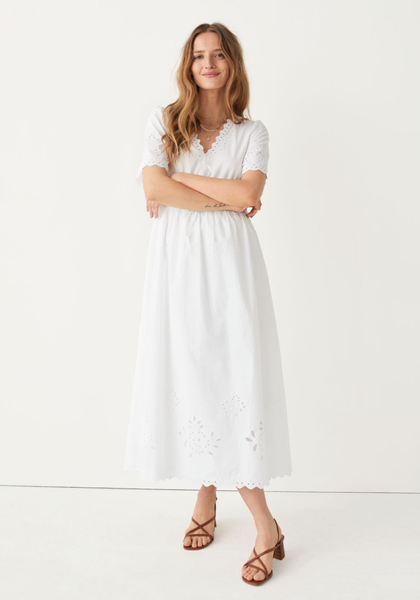 Scalloped Embroidered Midi Dress