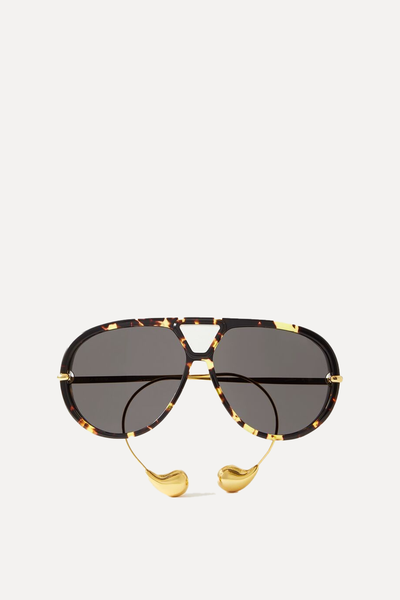 Embellished Aviator-Style Tortoiseshell Recycled-Acetate & Gold-Tone Sunglasses, £470 | Bottega Veneta Eyewear