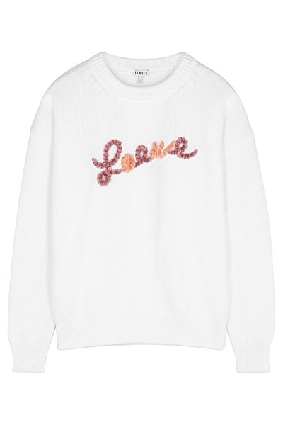 White Logo-Appliquéd Cotton Jumper from Loewe