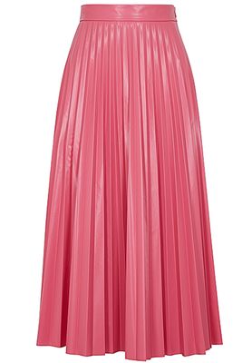 Pink Pleated Vinyl Midi Skirt from MM6 by Maison Margiela