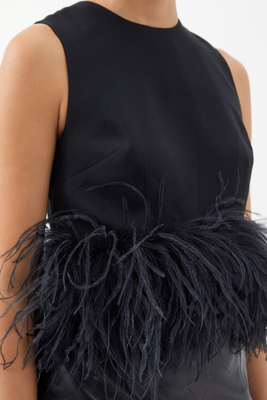 Hoku Ostrich-Feather Trimmed Crop Top from 16Arlington