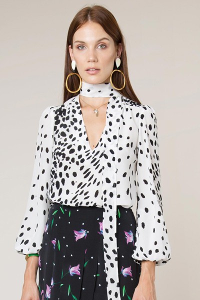 Moss Blouse In White Leopard