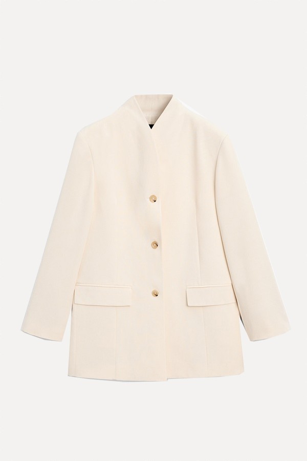 High Neck Satin Blazer