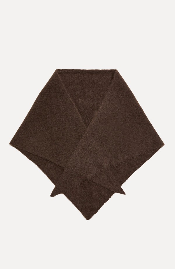 Knitted Textured Triangle Scarf With Wool