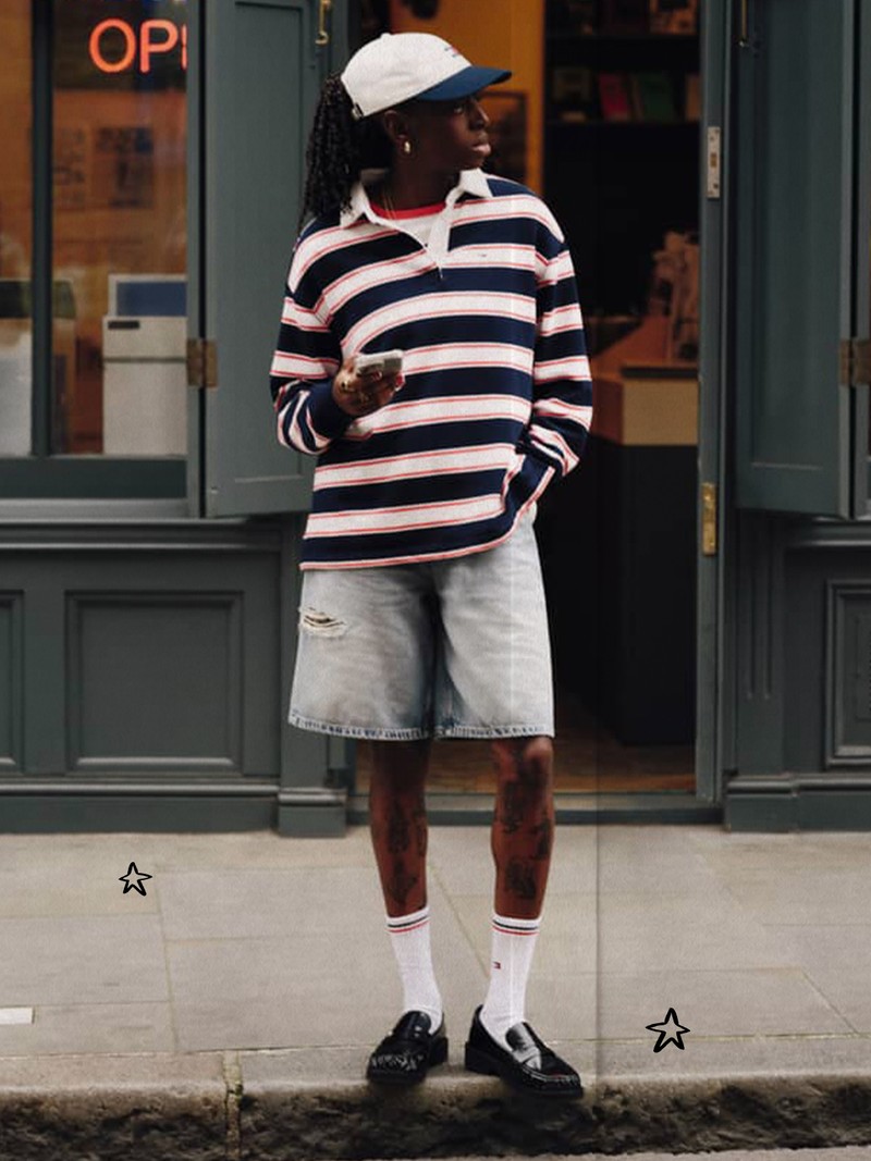 Stripe Relaxed Terry Rugby Shirt