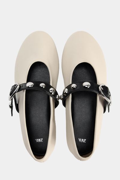 Studded Leather Ballet Flats 