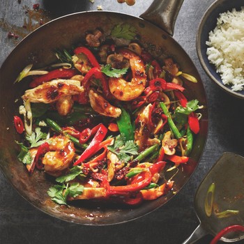 Chicken & Prawn Stir-Fry With Black Bean Sauce & Coriander