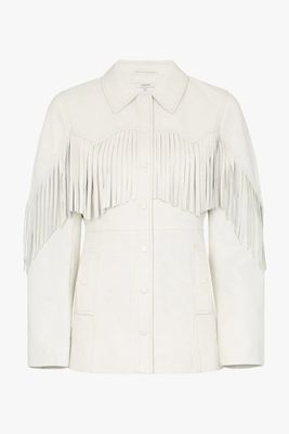 Fringed Textured Leather Jacket from Ganni