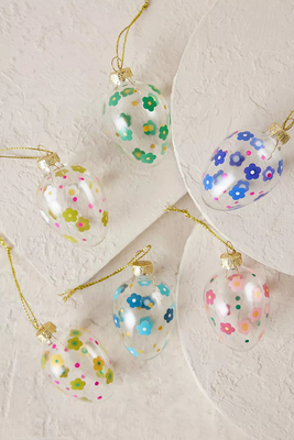 Set Of 6 Floral Glass Egg Decorations from Anthropologie