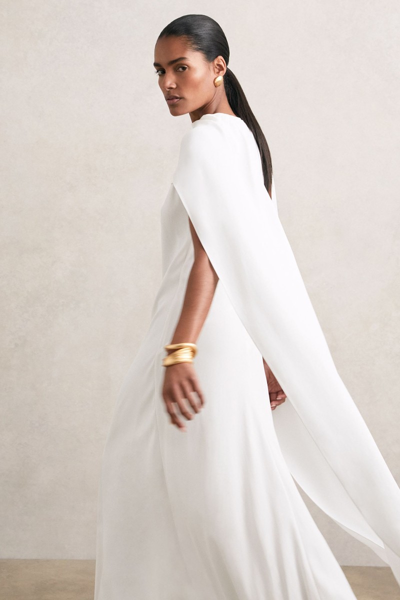 Greta Crepe Cape Maxi Dress from Reiss