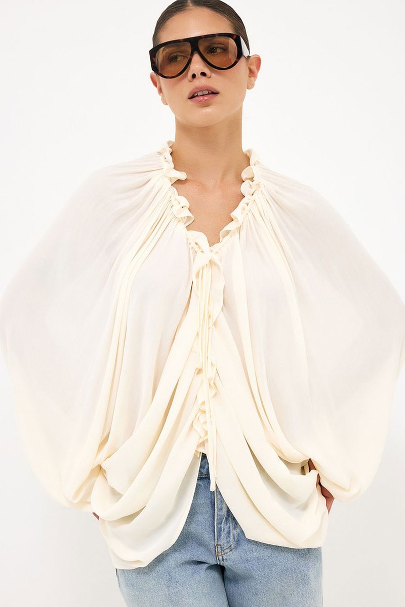 Draped Ruffle Detail Blouse from NA-KD