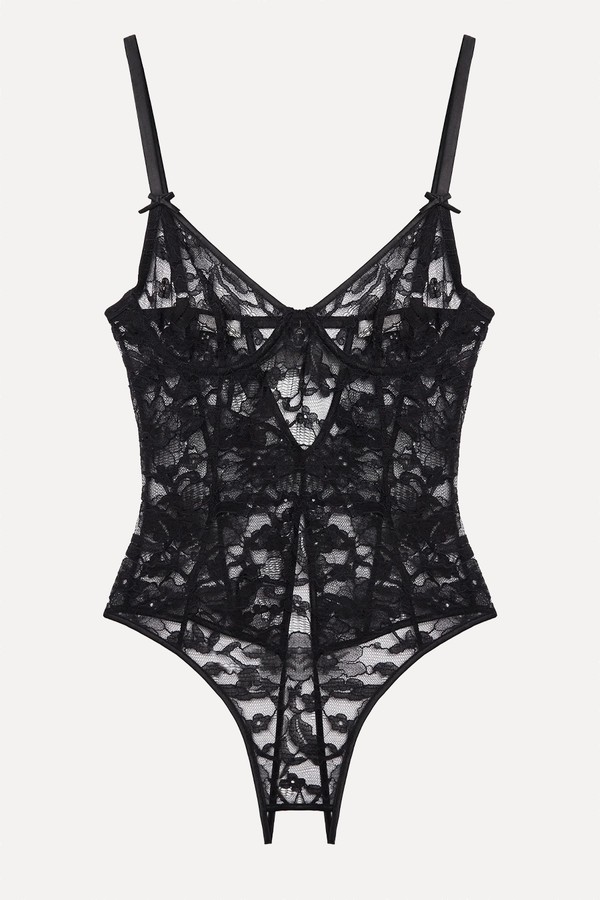 Magnolia Lace Ouvert Bodysuit from Fleur Du Mal