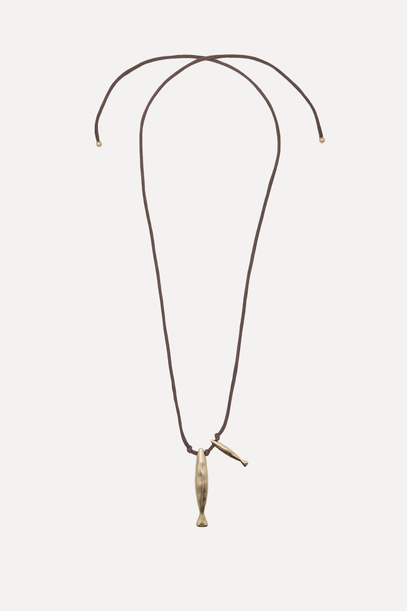 Silk Cord Necklace With Fish