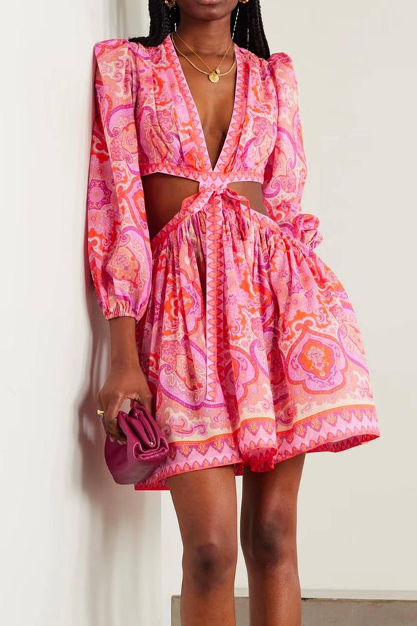 Halcyon Cutout Paisley-Print Cotton-Voile Mini Dress from Zimmermann