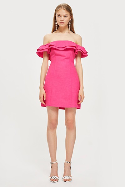 Ruffle Mini Bardot Dress