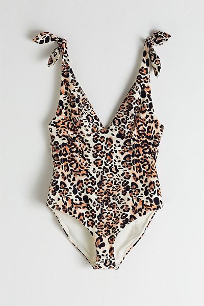 Plunging Leopard Print Bow Tie Swimsuit from & Other Stories 