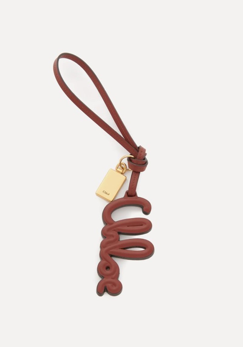 Logo Bag Charm In Shiny Leather 