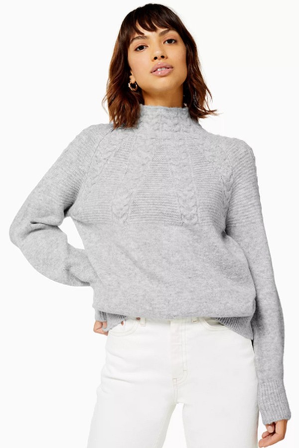 Grey Super Soft Cable Yoke Jumper