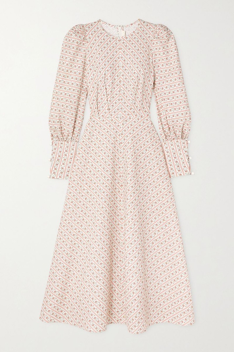 Angelica Button-Detailed Floral-Print Cotton-Poplin Midi Dress from Anna Mason