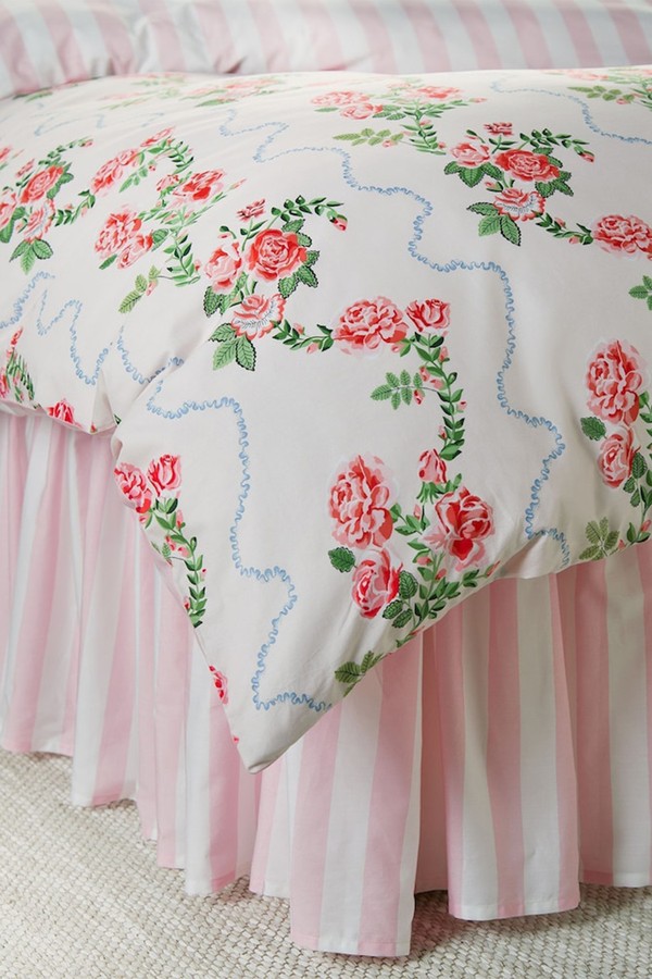 Pink Flutter Valance Fitted 100% Cotton Sheet from Cath Kidston